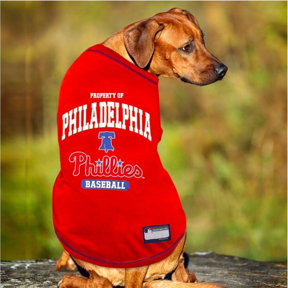 Pets First Philadelphia Phillies Dog Jersey Red MLB Baseball Graphic Shirt